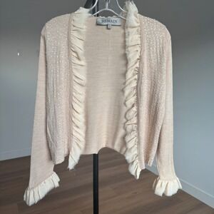 NWT Remain‎ Ruffle Cardigan Sequin Embellished Open Front Sweater Small